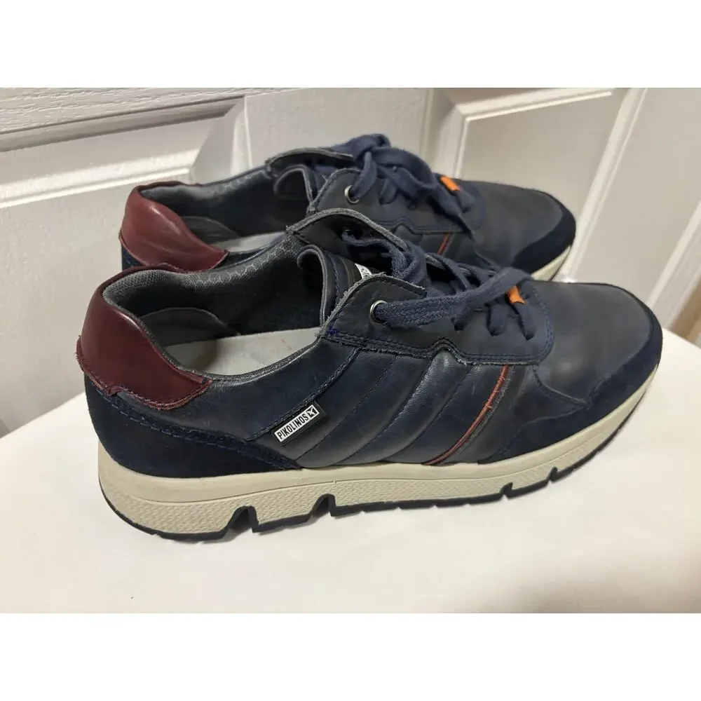 Pikolinos Ferrol Men’s Navy Leather Lace-Up Comfort Sneakers EUR 43 (US 9–9.5)